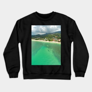 Aerial panoramic view of ocean, beach and blue cloudy sky Crewneck Sweatshirt